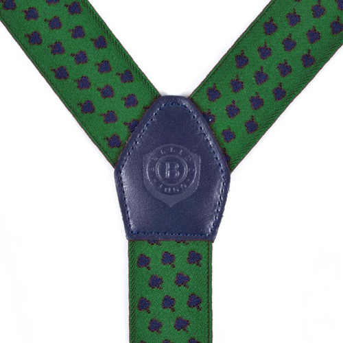 Men's green suspenders with clover print 2