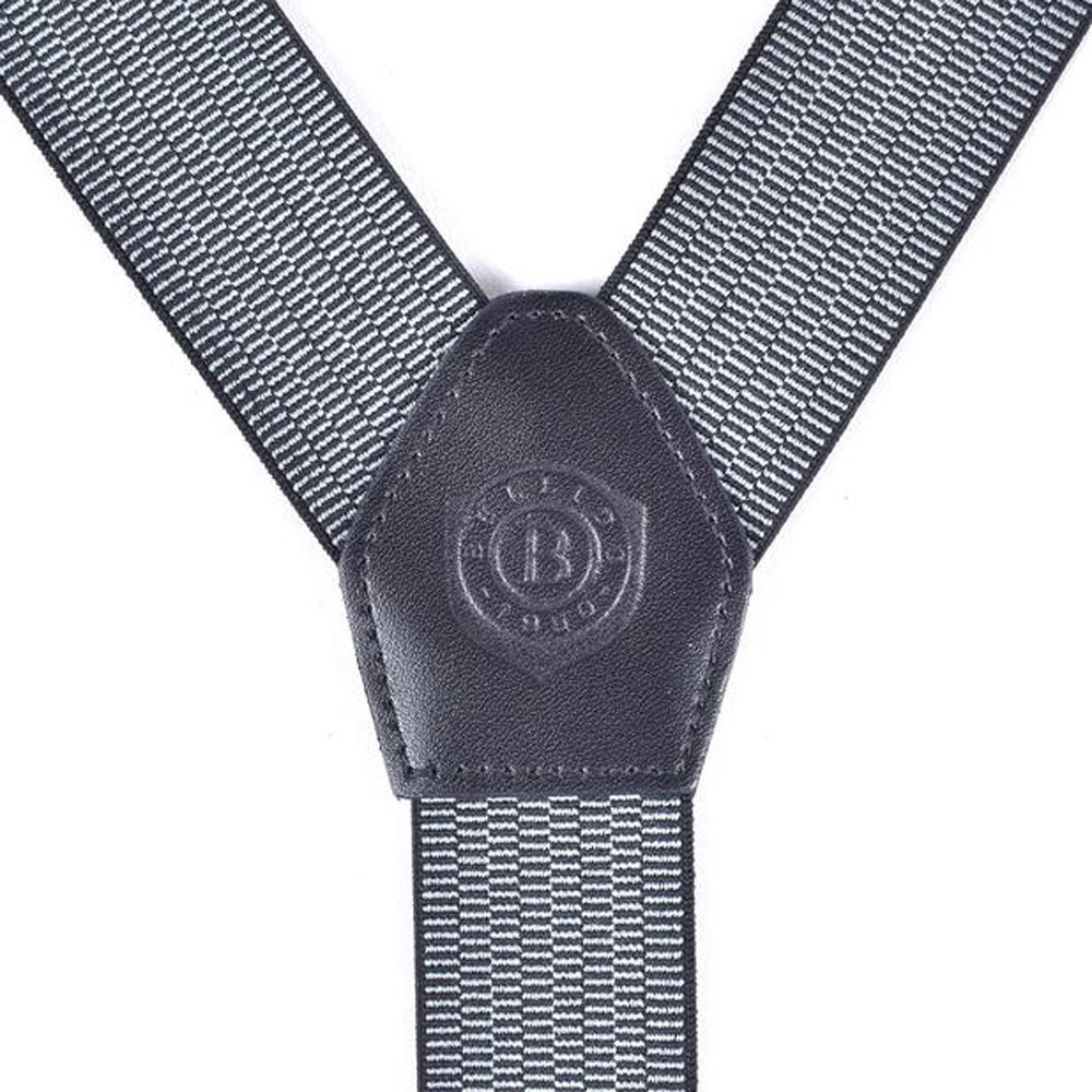 Schwarze und graue Hosenträger mit Mikromotiven