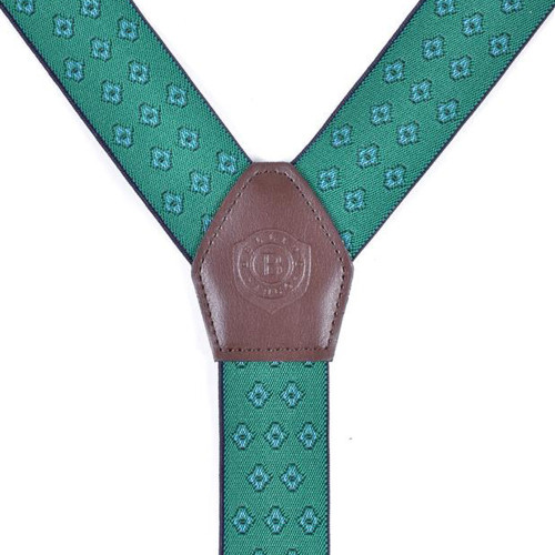 Green suspenders with floral fantasy print 2