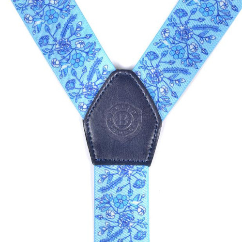 Blaue Hosenträger für Männer mit Blumenmuster. 2