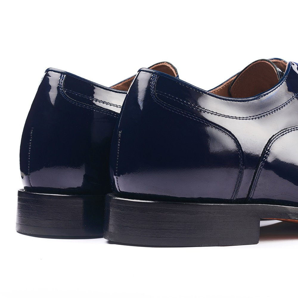 Scarpe con rialzo da uomo  in pelle vernicata Charol blu