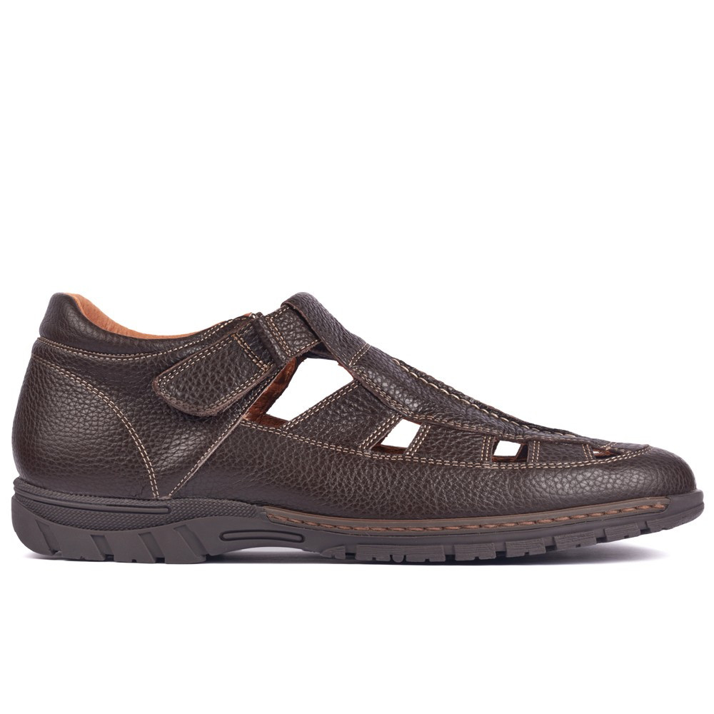 Scarpe con rialzo in pelle di qualità Sandalia marrone