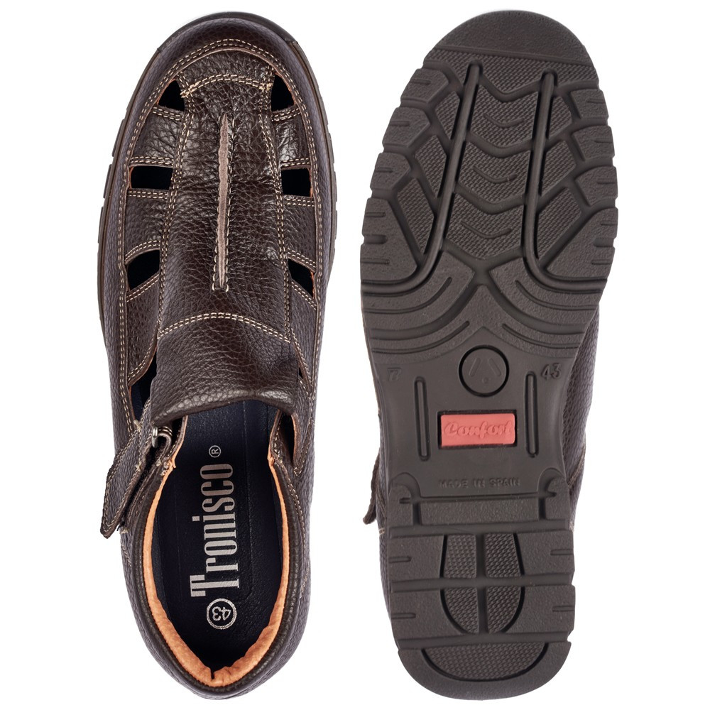 Scarpe con rialzo in pelle di qualità Sandalia marrone