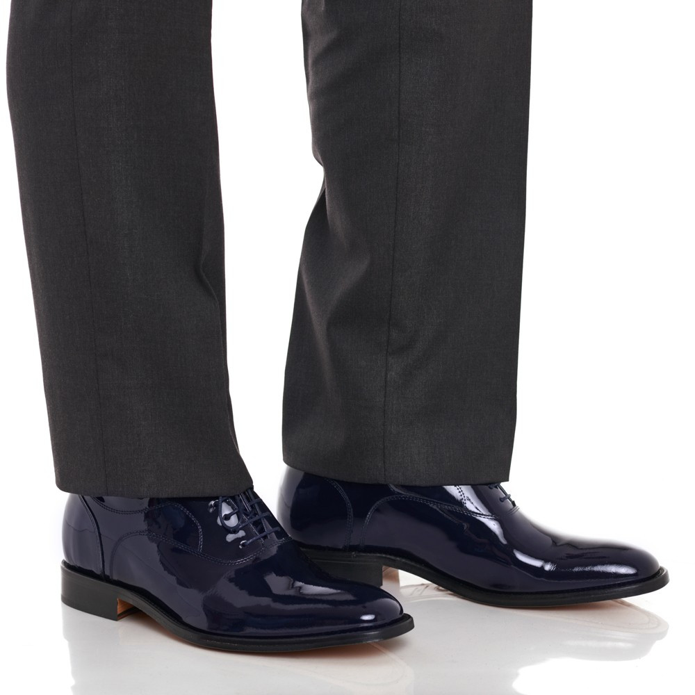 Scarpe con rialzo da uomo  in pelle vernicata Charol blu