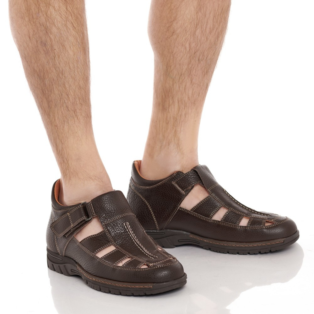 Scarpe con rialzo in pelle di qualità Sandalia marrone