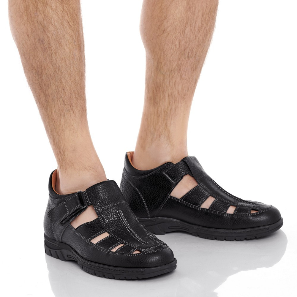 Sapatos para elevar a altura para homem Sandalia Preto