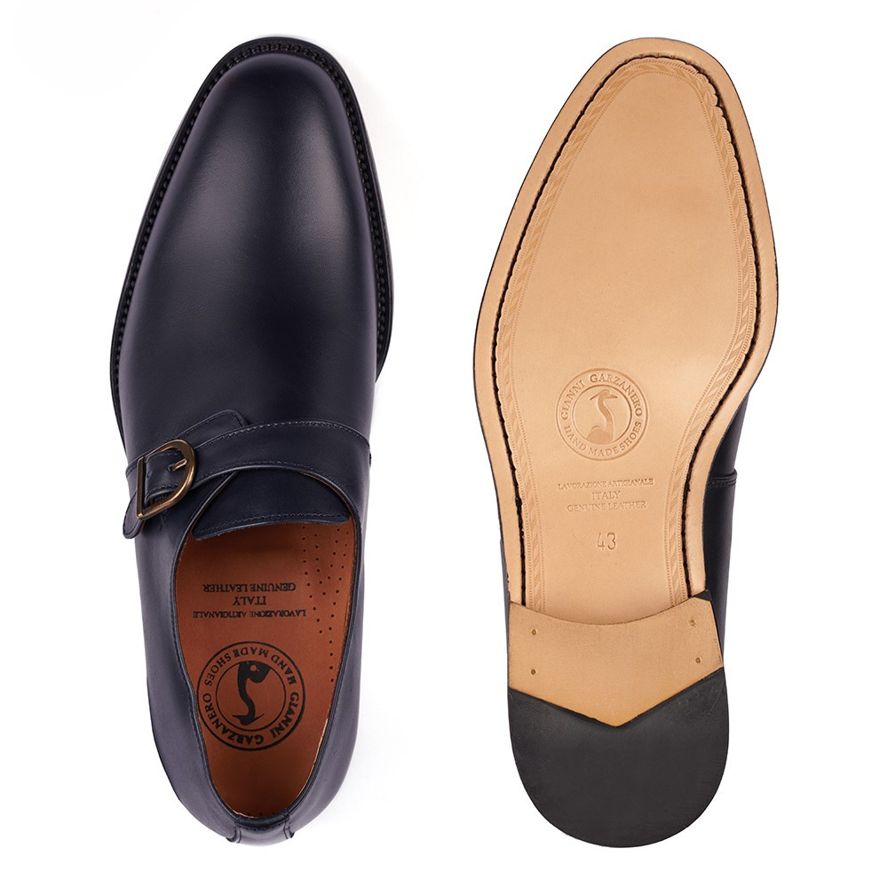 Scarpe con rialzo in pelle da uomo Perugia blu